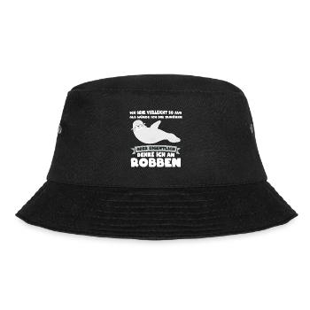 Robbe Seelöwe Seerobben Geschenk - Bucket Hat - Schwarz - Vorne - Lela (165cm)