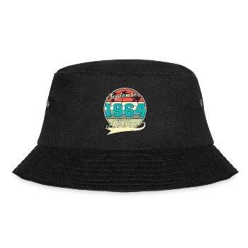 Vintage September 1964 Geschenkidee - Bucket Hat - Schwarz - Vorne - Lela (165cm)