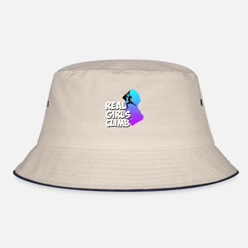 Climbing Boulder Saying Real Girls Climb Bucket Hat