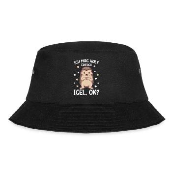Igel - Ich mag halt Igel Kinder Mädchen - Bucket Hat - Schwarz - Vorne - Lela (165cm)