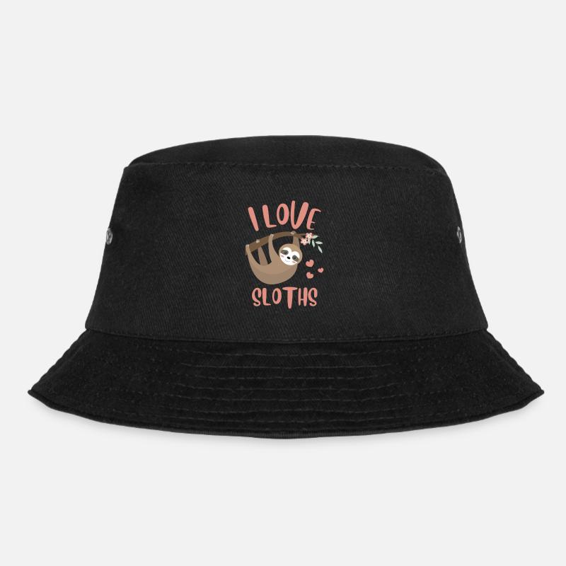 Ich liebe Faultiere - Bucket Hat - Schwarz