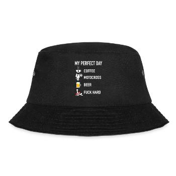 My Perfect Day Coffee Motocross Dirtbike Beer Sex - Bucket Hat - black - Front - Lela (165cm)