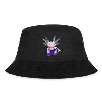 Gamer Axolotl Zocker Gaming - Bucket Hat - Schwarz - Vorne - Lela (165cm)