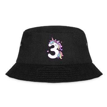 3 Jahre Einhorn 3. Geburtstag Kinder Mädchen - Bucket Hat - Schwarz - Vorne - Lela (165cm)