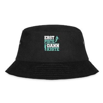 Erst Piste dann Kiste - Bucket Hat - Schwarz - Vorne - Lela (165cm)