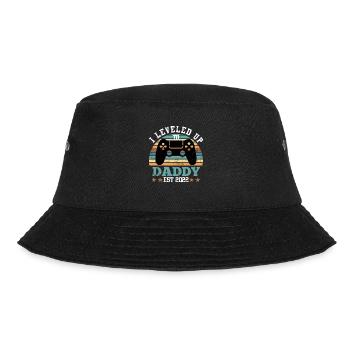 Vintage Papa 2022 Spruch Leveled up to Daddy - Bucket Hat - Schwarz - Vorne - Lela (165cm)