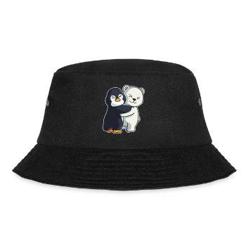Pinguin und Eisbär niedliche Tiere knuddeln - Bucket Hat - Schwarz - Vorne - Lela (165cm)