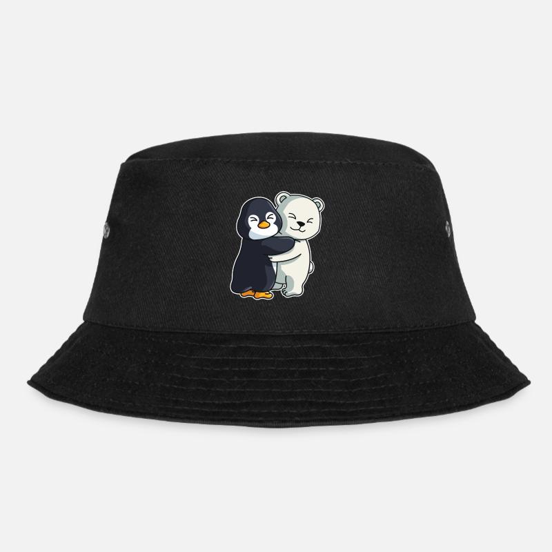 Penguin Icebear Polar bear Cuddle Valentine's Day - Bucket Hat - black