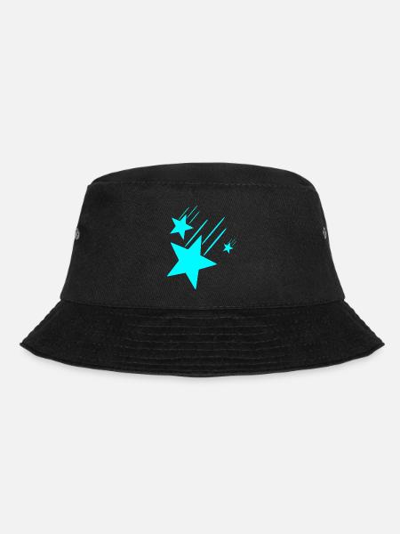 3 Türkisfarbende Sterne - Bucket Hat - Schwarz