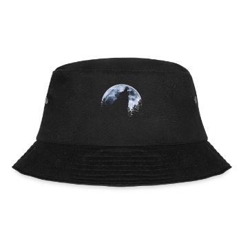 Wolf heult Mond an - Wolfs Silhouette - Bucket Hat - Schwarz - Vorne - Lela (165cm)