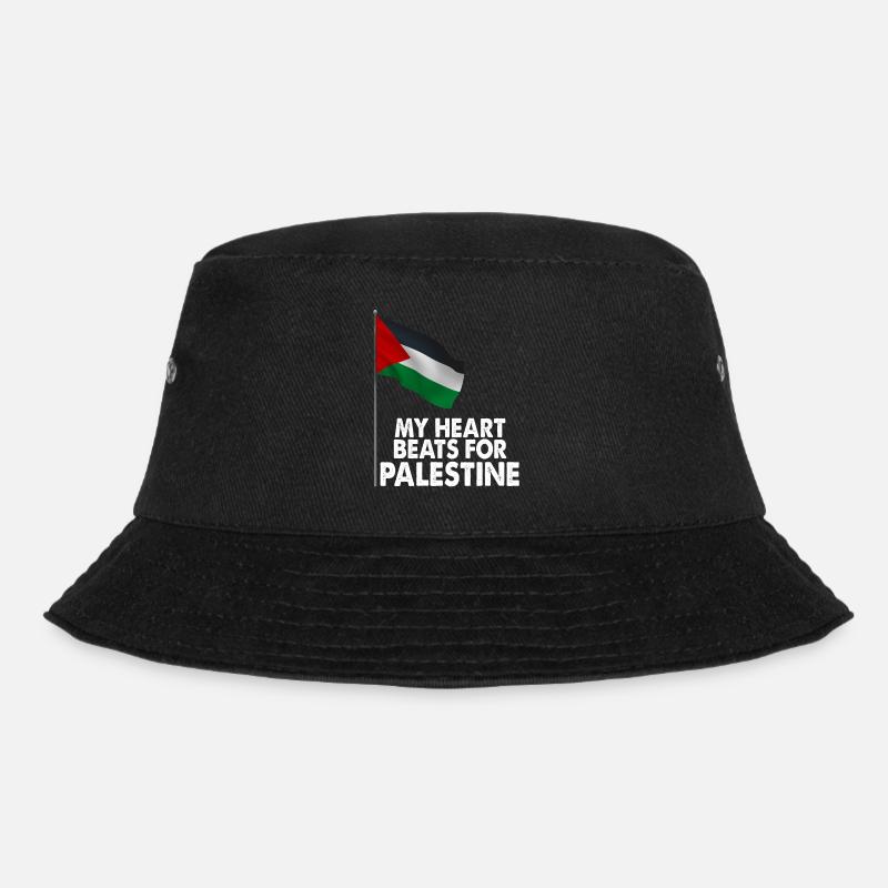 My Heart Beats For Palestine Fun Gift - Bucket Hat - black