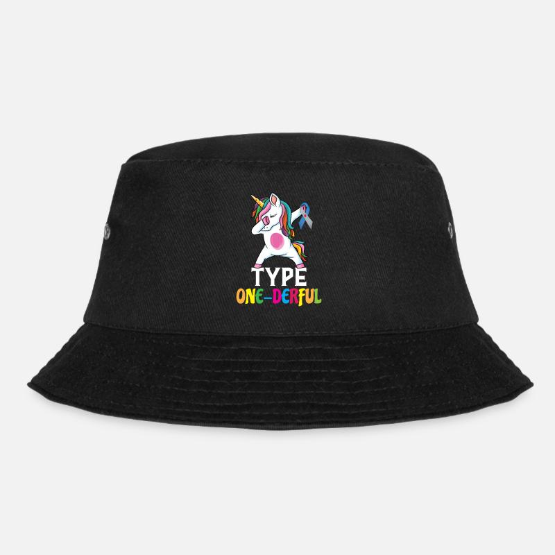 Type One Derful Unicorn Type 1 Diabetes T1D - Bucket Hat - black