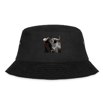 Stier Bulle Kuh Tier Motiv Aufdruck Ochse - Bucket Hat - Schwarz - Vorne - Lela (165cm)