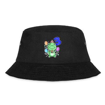 3 years old - Dinosaurs - 3rd birthday gift - Bucket Hat - black - Front - Lela (165cm)