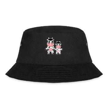 Cow Family - Cow with Baby - Cow Motif - Bucket Hat - black - Front - Lela (165cm)