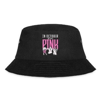 In october we wear pink Pink Ribbon Breast Cancer - Bucket Hat - Schwarz - Vorne - Lela (165cm)
