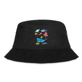 Qualle Meer Wal Meerestiere Geschenk - Bucket Hat - Schwarz - Vorne - Lela (165cm)