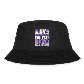 Journalist Journalismus Reporter Zeitung - Bucket Hat - Schwarz - Vorne - Lela (165cm)
