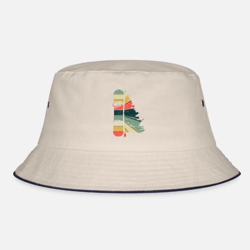 Freestyle Snowboarding Retro Snowboard Pine Tree Bucket Hat