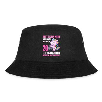 20 Jahre im Dienst 20 Jähriges Dienstjubiläum - Bucket Hat - Schwarz - Vorne - Lela (165cm)