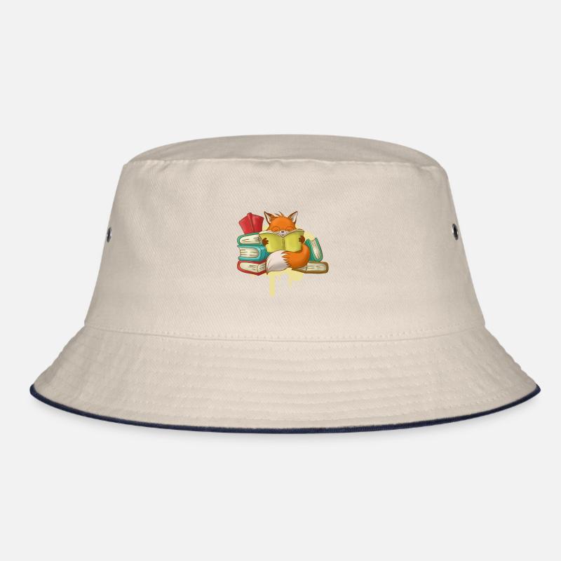 Fox Book Reading Books Bucket Hat