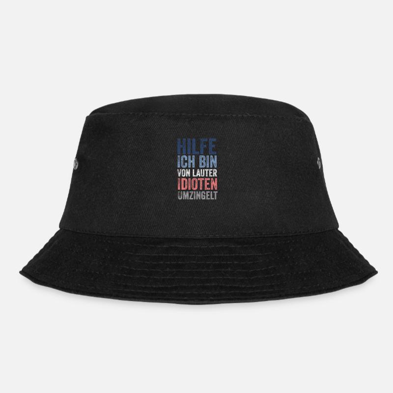 Hilfe ich bin von lauter Idioten umzingelt - Bucket Hat - Schwarz