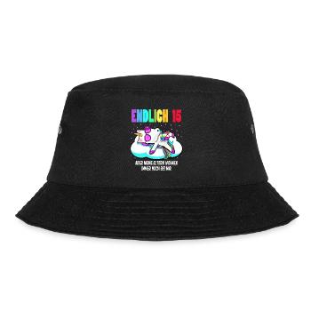 15. Geburtstag Mädchen Geschenk lustig Einhorn - Bucket Hat - Schwarz - Vorne - Lela (165cm)
