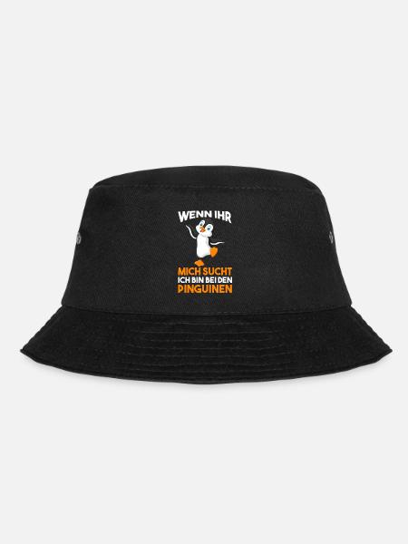 Ich bin bei den Pinguinen - Bucket Hat - Schwarz