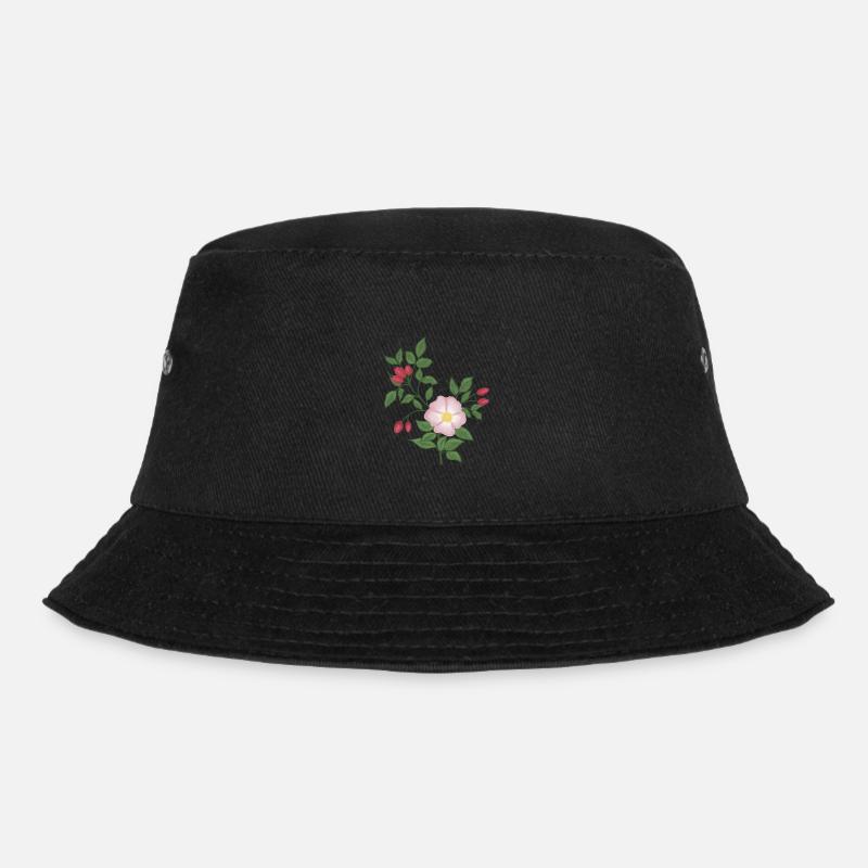 Wild rose and rose hips - Bucket Hat - black