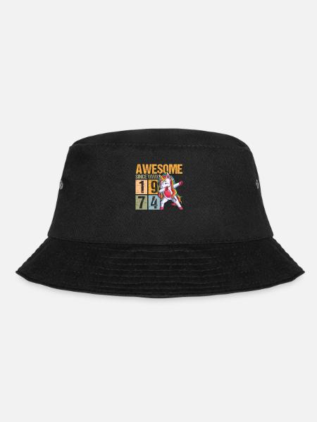 Birthday 1974 74 Unicorn Dab Vintage Gift - Bucket Hat - black