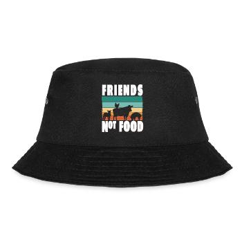 Vegan Vegetarisch Friends not Food Tierschutz - Bucket Hat - Schwarz - Vorne - Lela (165cm)