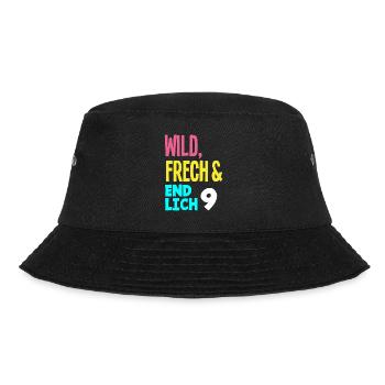 9. Geburtstag Wild, Frech & Endlich 9 Jahre - Bucket Hat - Schwarz - Vorne - Lela (165cm)