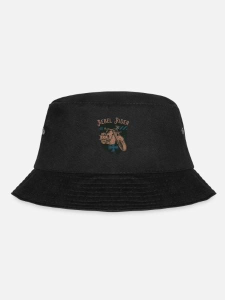Rebel Rider Motorcycle Vintage Rocker Biker - Bucket Hat - black