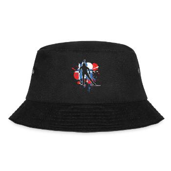Norwegen-Flaggen-Biathlonist - Biathlon - Bucket Hat - Schwarz - Vorne - Lela (165cm)
