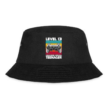 Offiziell Teenager 13.Geburtstag Geschenk Level 13 - Bucket Hat - Schwarz - Vorne - Lela (165cm)