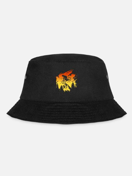 Vintage Downhill Mountain Biker Bicycle - Bucket Hat - black