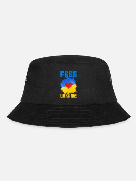 ukraine flag heart peace - Bucket Hat - black