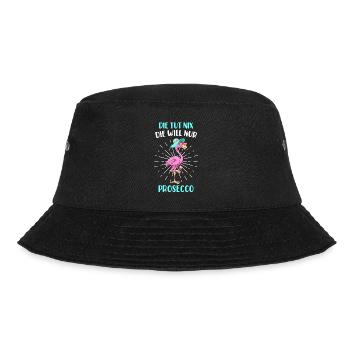 Die will Prosecco trinken Party Mädels Flamingo - Bucket Hat - Schwarz - Vorne - Lela (165cm)