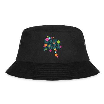 Retro Flower Power Type - Love Peace Freedom 1 - Bucket Hat - black - Front - Lela (165cm)