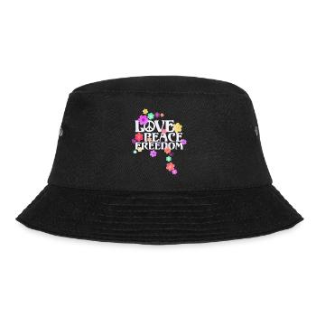 Retro Flower Power Type -- Love Peace Freedom 2 - Bucket Hat - black - Front - Lela (165cm)