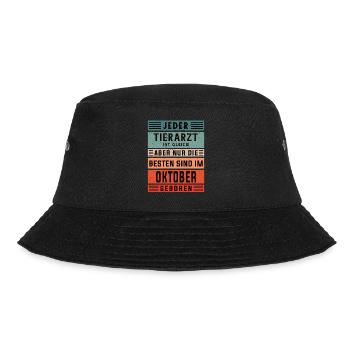 Veterinär Geburtstag Oktober geboren Tierarzt - Bucket Hat - Schwarz - Vorne - Lela (165cm)