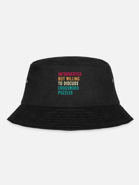 Introverted But Willing To Discuss Crossword - Bucket Hat - black