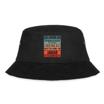 Trockenbauer Geburtstag Januar geboren Stuckateur - Bucket Hat - Schwarz - Vorne - Lela (165cm)