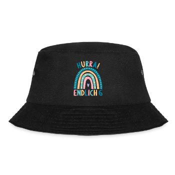 6 Jahre Geburtstagskind Regenbogen 6. Geburtstag - Bucket Hat - Schwarz - Vorne - Lela (165cm)