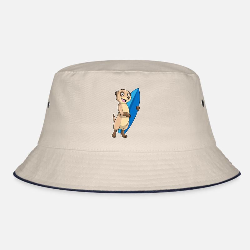 Erdmännchen als Surfer mit Surfbrett Bucket Hat