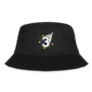 3 Jahre alt 3. Geburtstag Party Nummer 3 - Bucket Hat - Schwarz - Vorne - Lela (165cm)