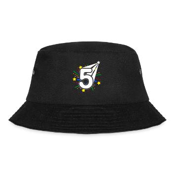 5 years old 5th birthday party number 5 - Bucket Hat - black - Front - Lela (165cm)