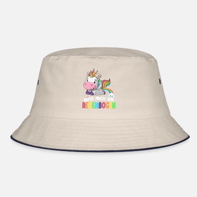 Süßes Einhorn | Küss mich am Regenbogen Bucket Hat