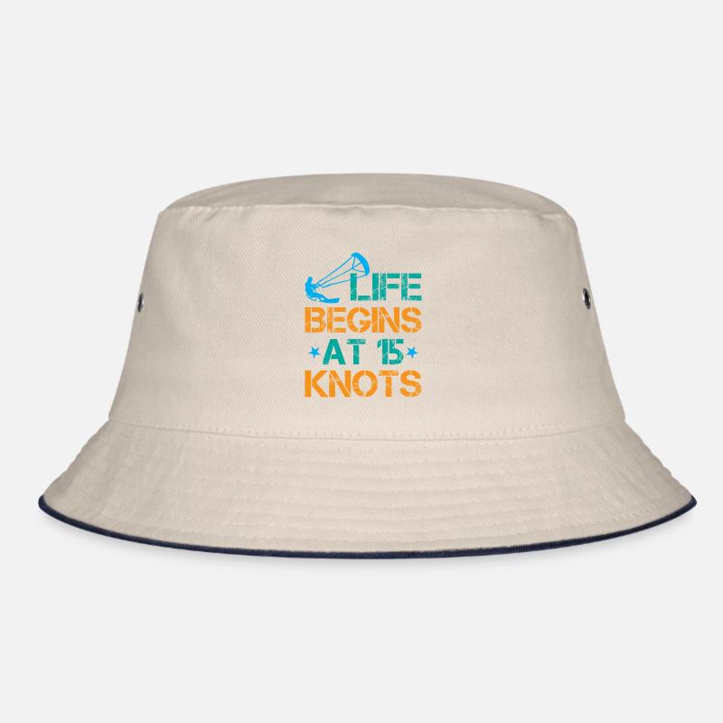 Life Begins At 15 Knots - Kitesurfing Bucket Hat