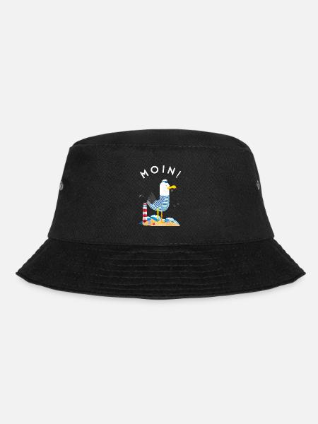 Moin Möwe Kapitän Norddeutschland Plattdeutsch - Bucket Hat - Schwarz